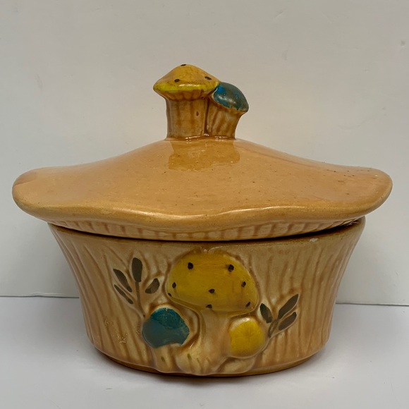 Vintage Glazed Ceramic Mushroom Design Storage Container Canister - Picture 3 of 10